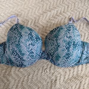 Victoria's Secret Blue Snake Print Bra EUC 36DD
